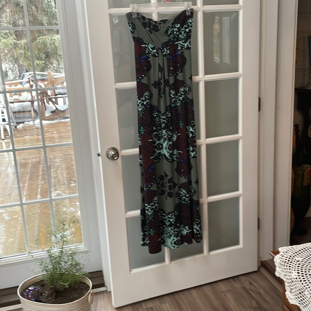 Vintage Boho Strapless Maxi